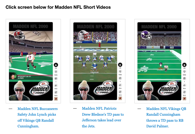 Madden NFL 2000 Short Videos